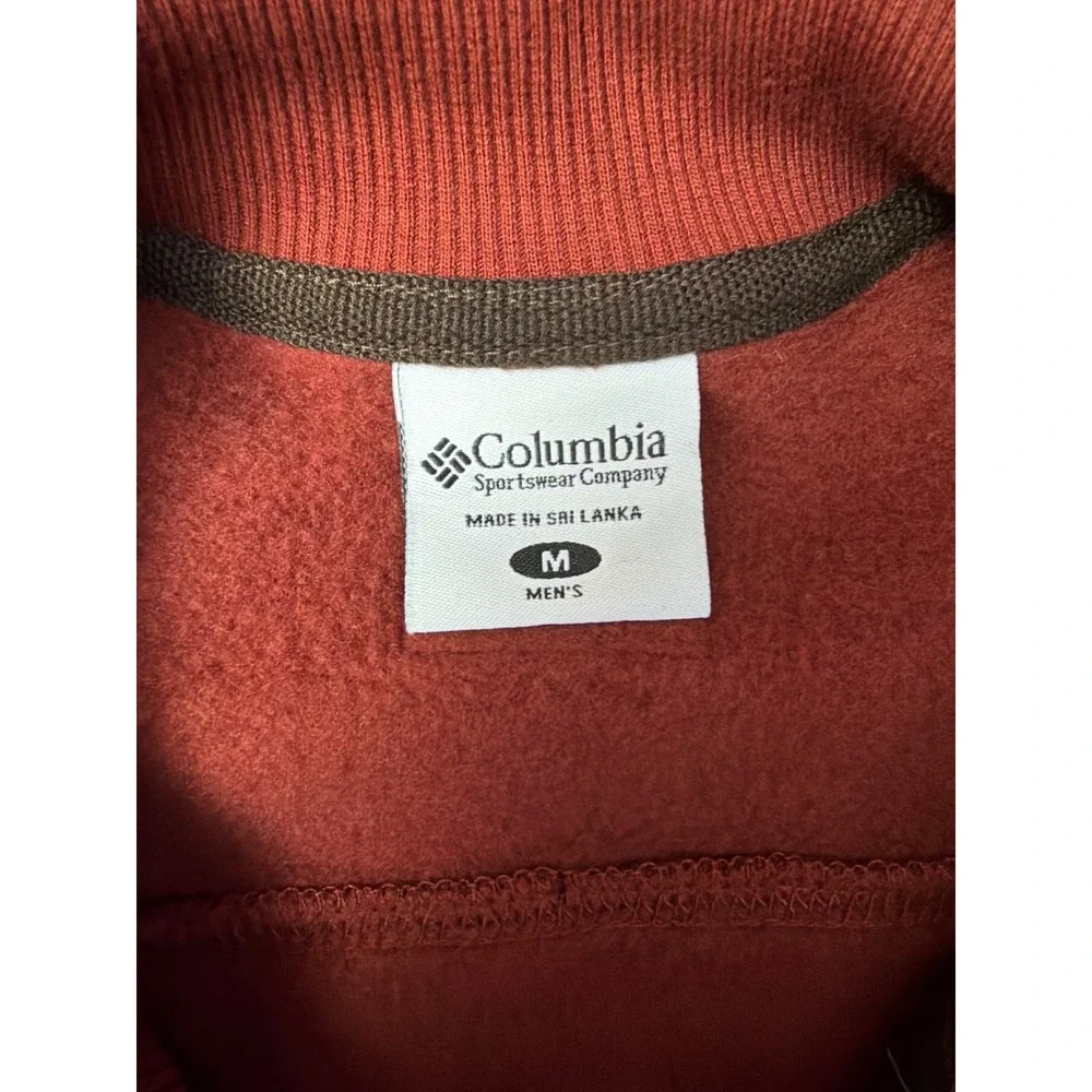 Columbia Full Zip Fleece‎ Jacket Mens Medium Red Mock Neck Sweatshirt AM2577